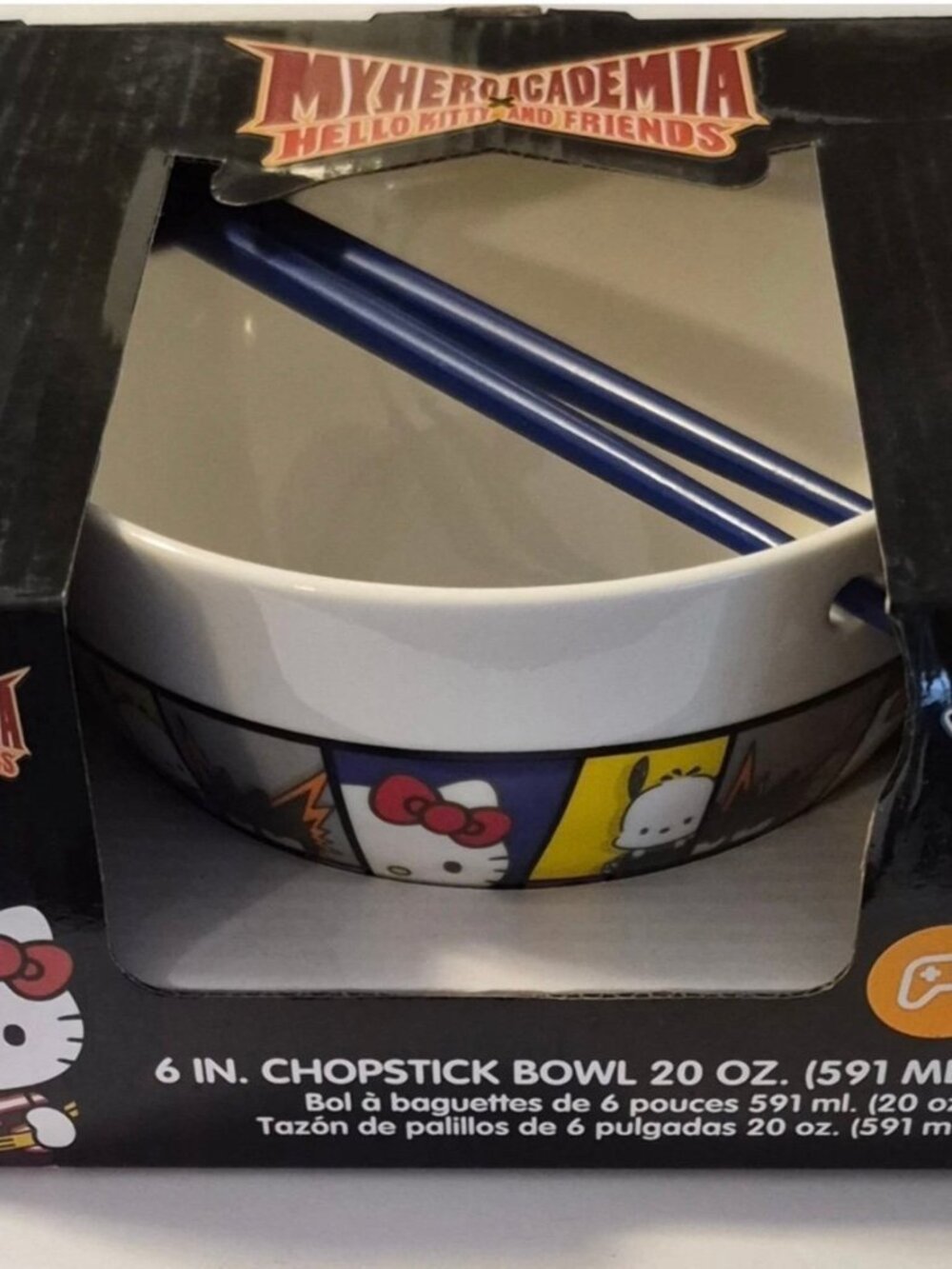 Sanrio [Hello Kitty] x My Hero Academia Characters Ramen Bowl w/ Chopsticks  NEW